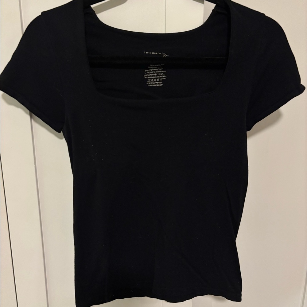 Free People Black Short Sleeve Tee with Shelf Bra